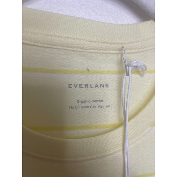 Everlane Small Organic Cotton Striped Tee Yellow Crewneck Short Sleeve NWT - Picture 7 of 9